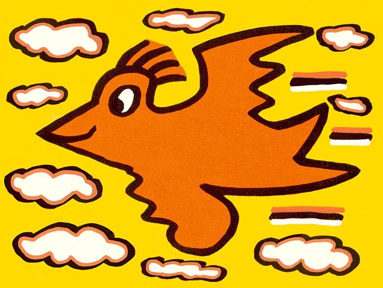 RIZZI BIRD (orange on yellow) RIZZI BIRD (orange on yellow)