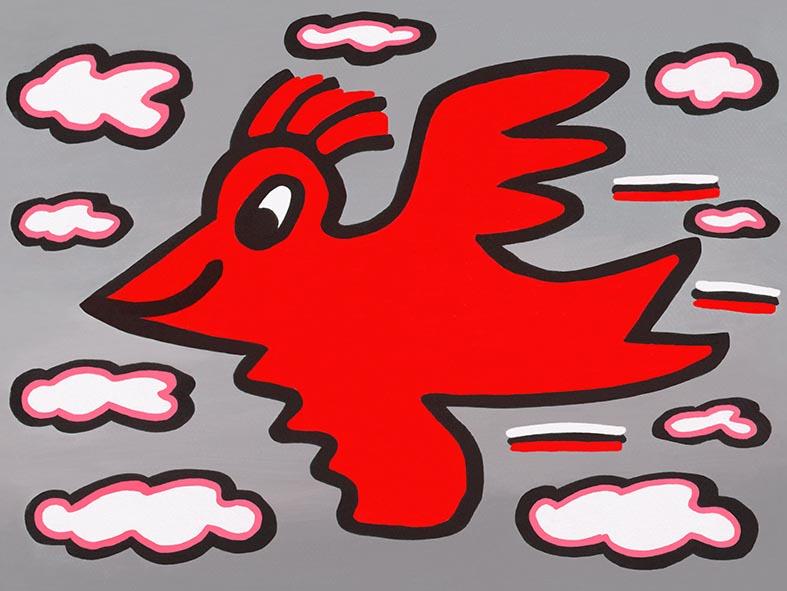 RIZZI BIRD (red on grey) RIZZI BIRD (red on grey)