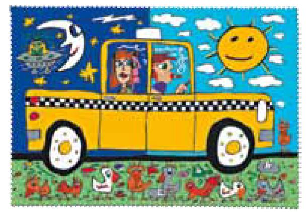 "Brillenputztuch - ""JAMES RIZZI - TAXI AND SOME PIGEONS""" "Brillenputztuch - ""JAMES RIZZI - TAXI AND SOME PIGEONS"""