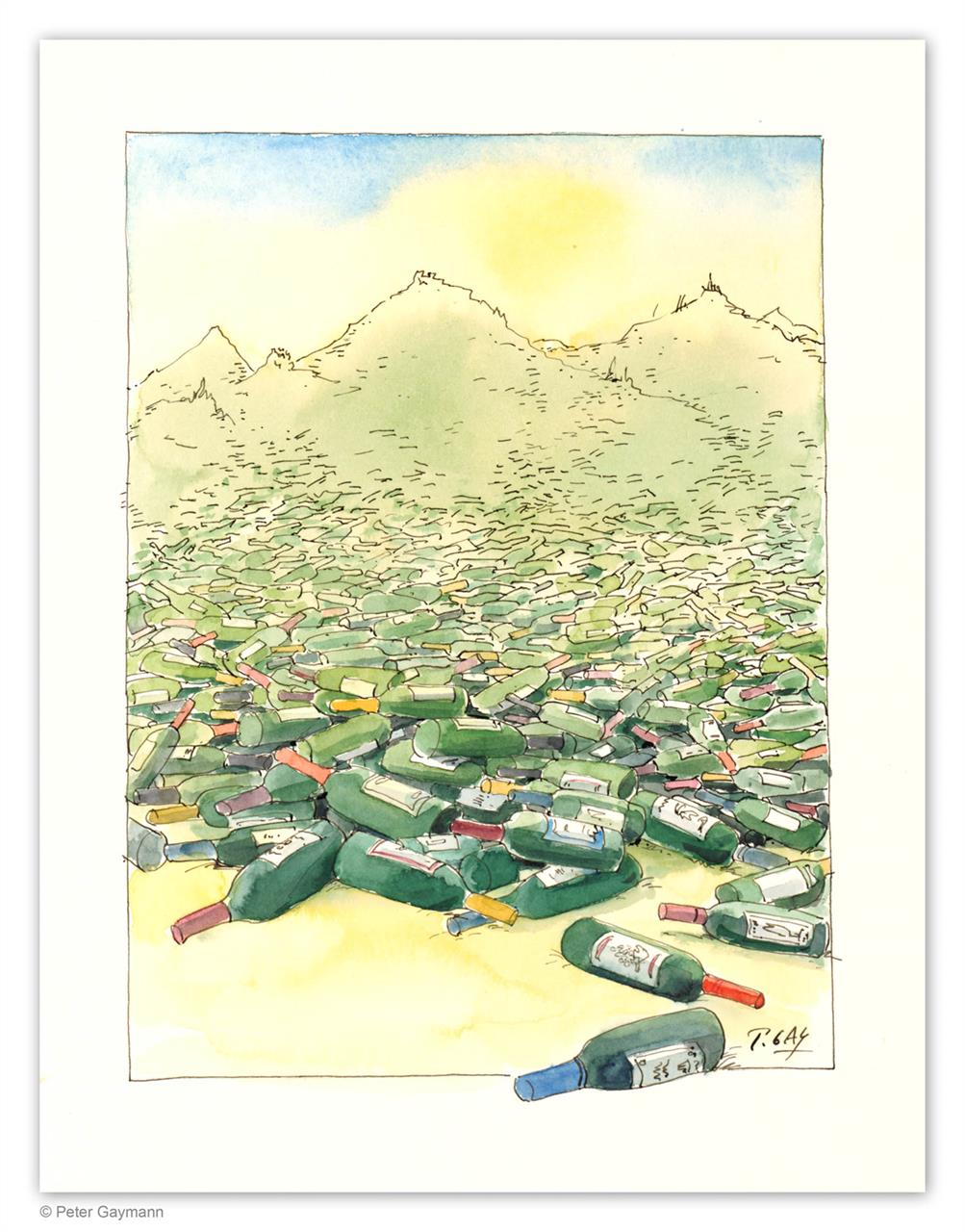 Berge aus Weinflaschen Berge aus Weinflaschen