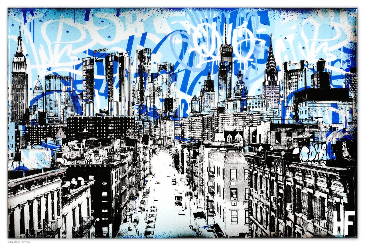 NYC STREET GRAFFITI BLUE SMALL
