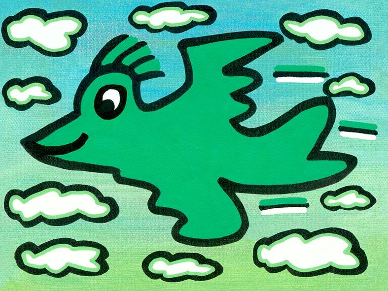 RIZZI BIRD (green on turquoise) RIZZI BIRD (green on turquoise)