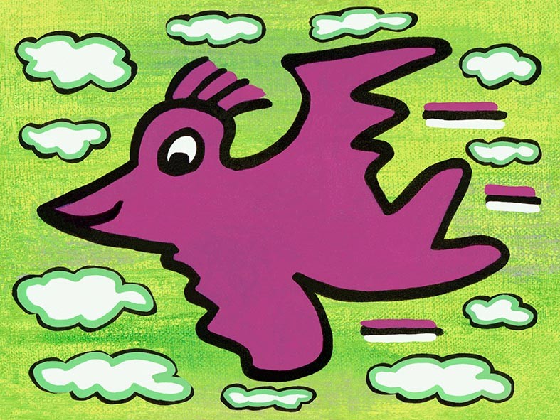 RIZZI BIRD (purple on green)
