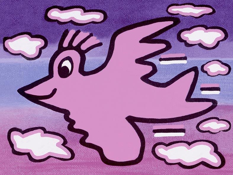RIZZI BIRD (pink on violet) RIZZI BIRD (pink on violet)