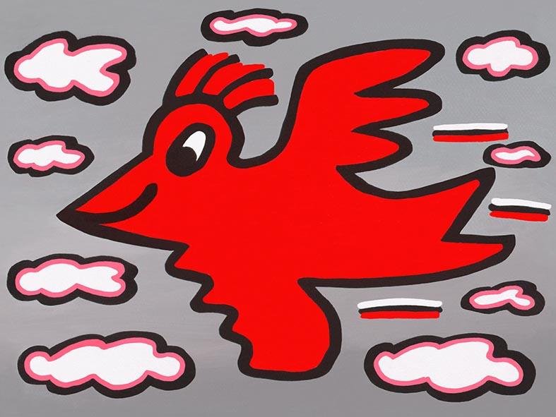 RIZZI BIRD (red on grey)
