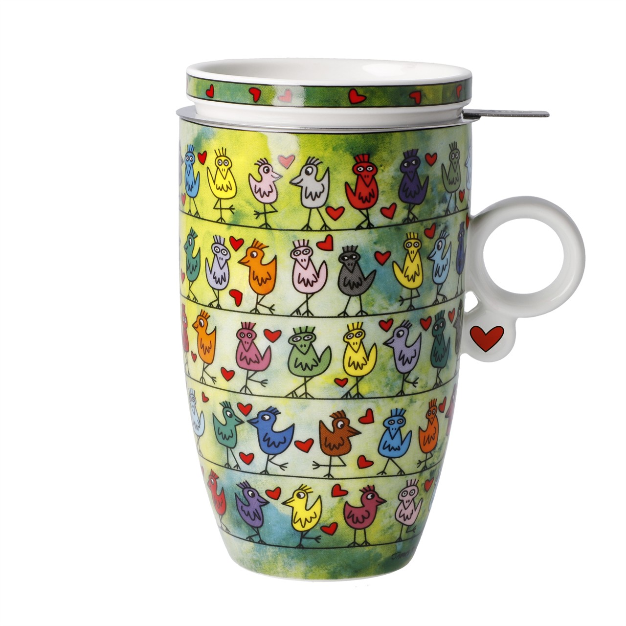 Teetasse mit Sieb / Teacup with strainer Birds on a Love Wire