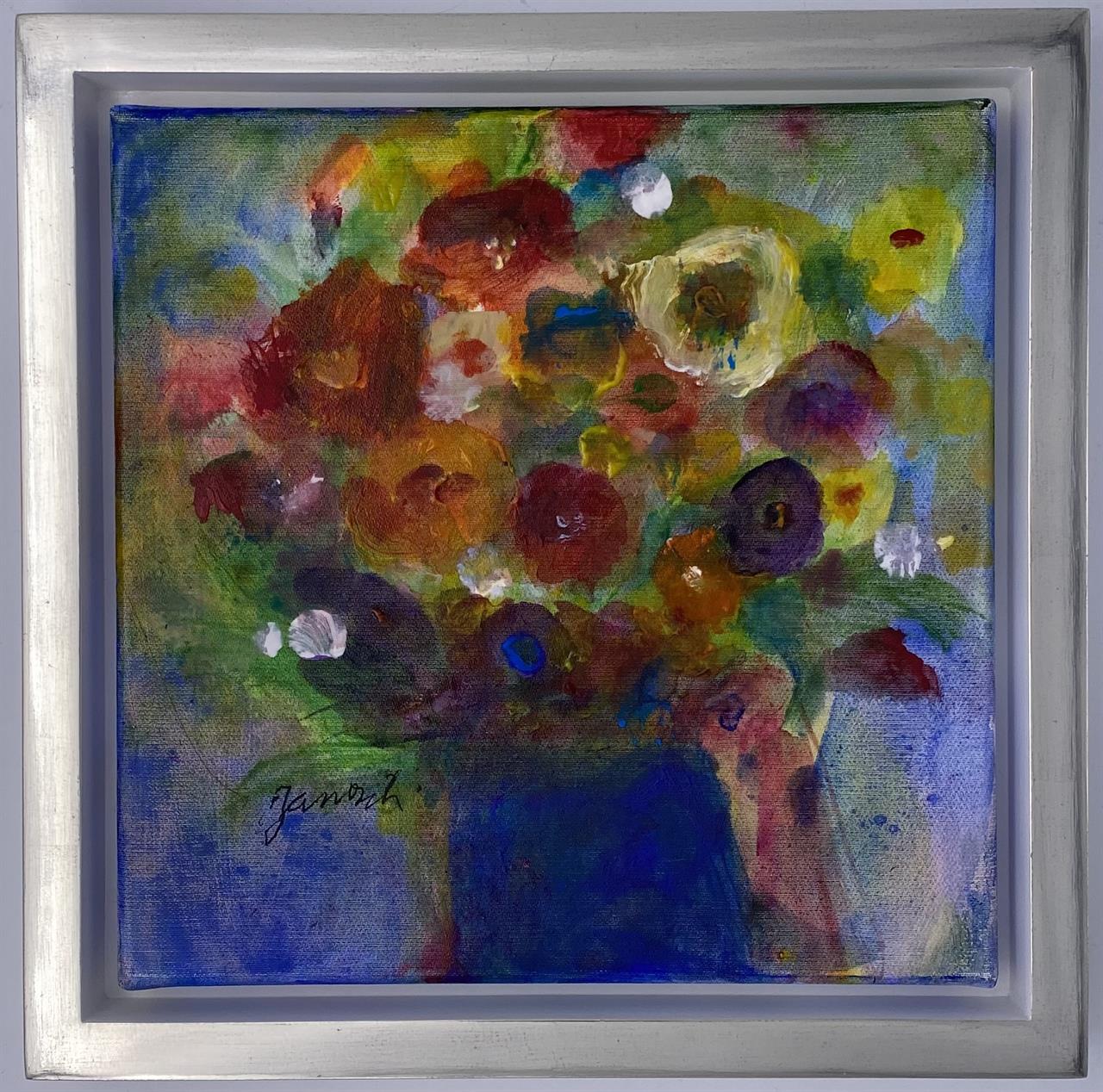 Blumenstrauß in der blauen Vase