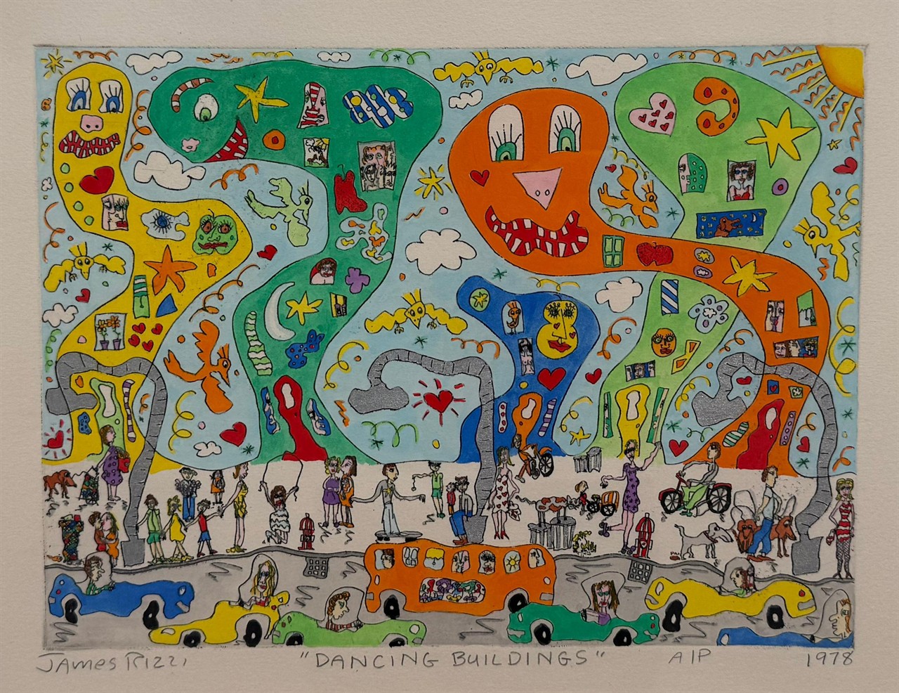 DANCING BUILDINGS (handcolorierte Radierung)