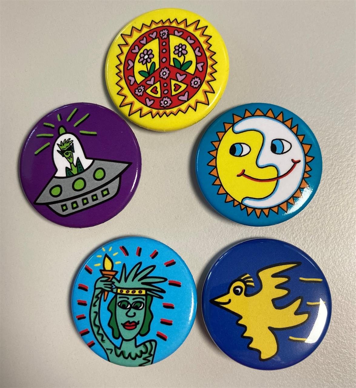 Button Motiv 5-fach sortiert