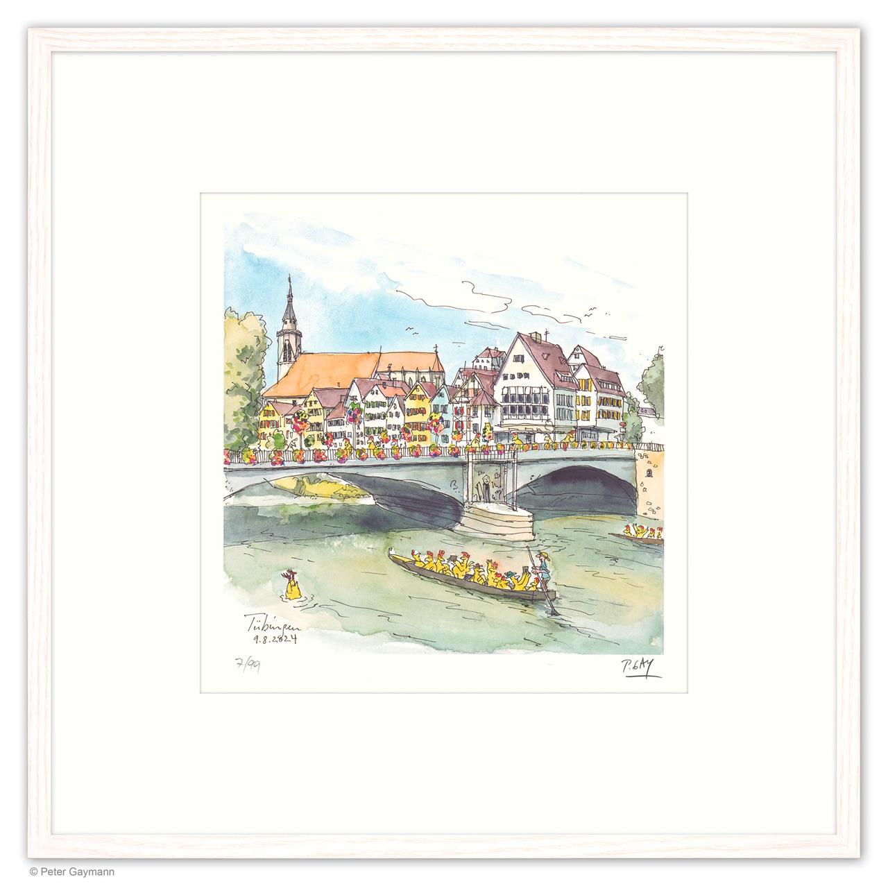 Stocherkahnfahrt an der Neckarbrücke