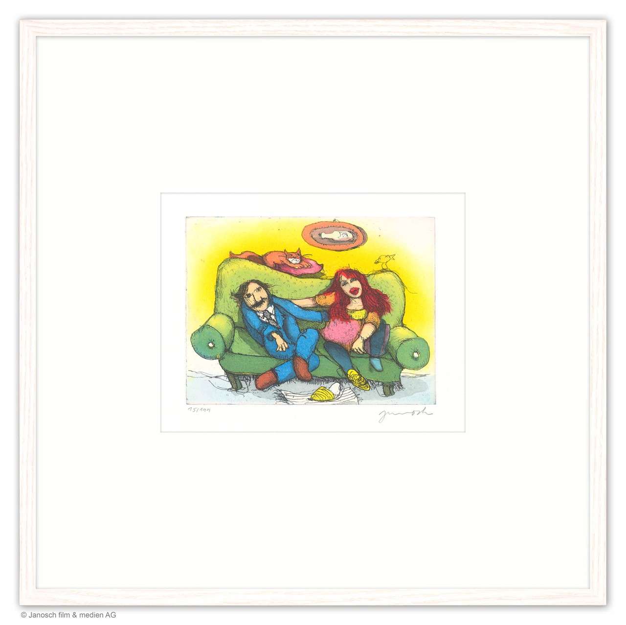 Das holde Paar auf dem grünen Sofa