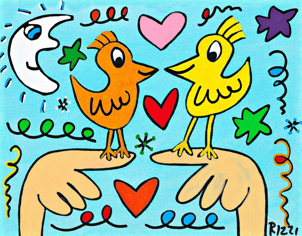 LOVE THOSE LOVE BIRDS (Pigmentdruck auf Leinw.)
