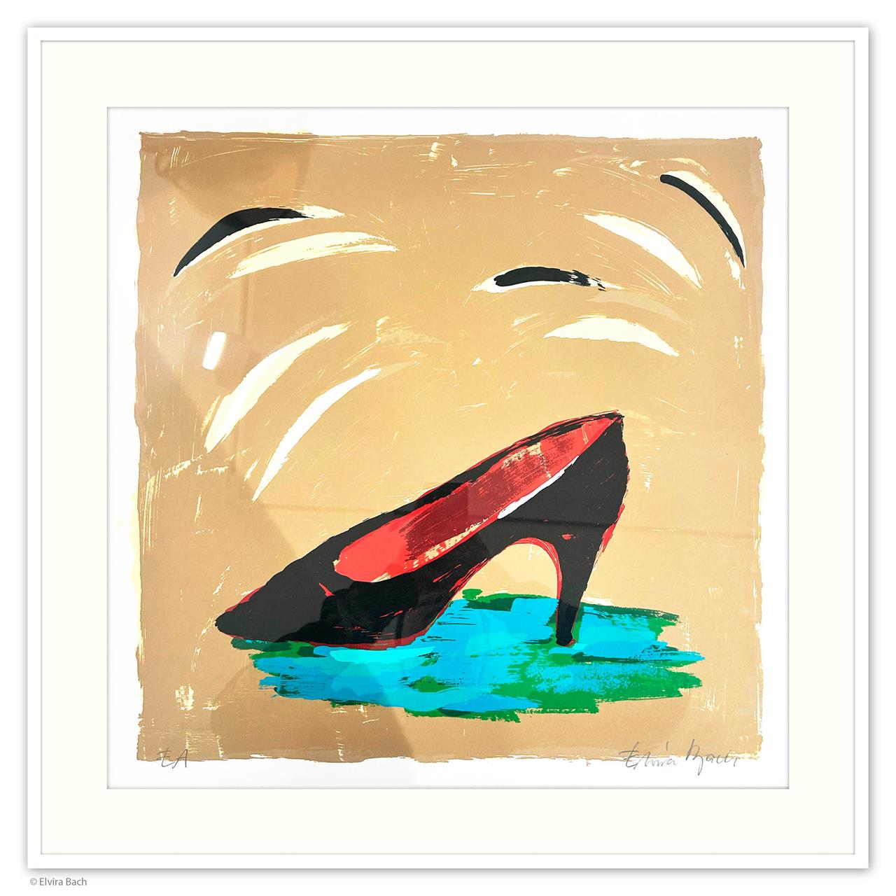 o.T. (schwarzer Schuh auf Gold)